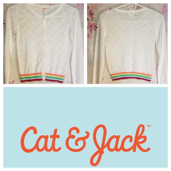 NWT Girls Gray Stripe Long Sleeve Cat /& Jack Button Cardigan Sweater Medium 7//8